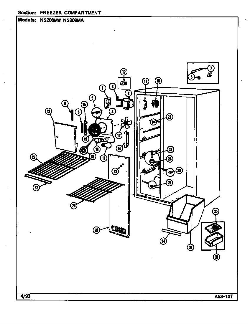 FREEZER COMPARTMENT (NS208MW/DR06A) (NS208MA/DR07A)