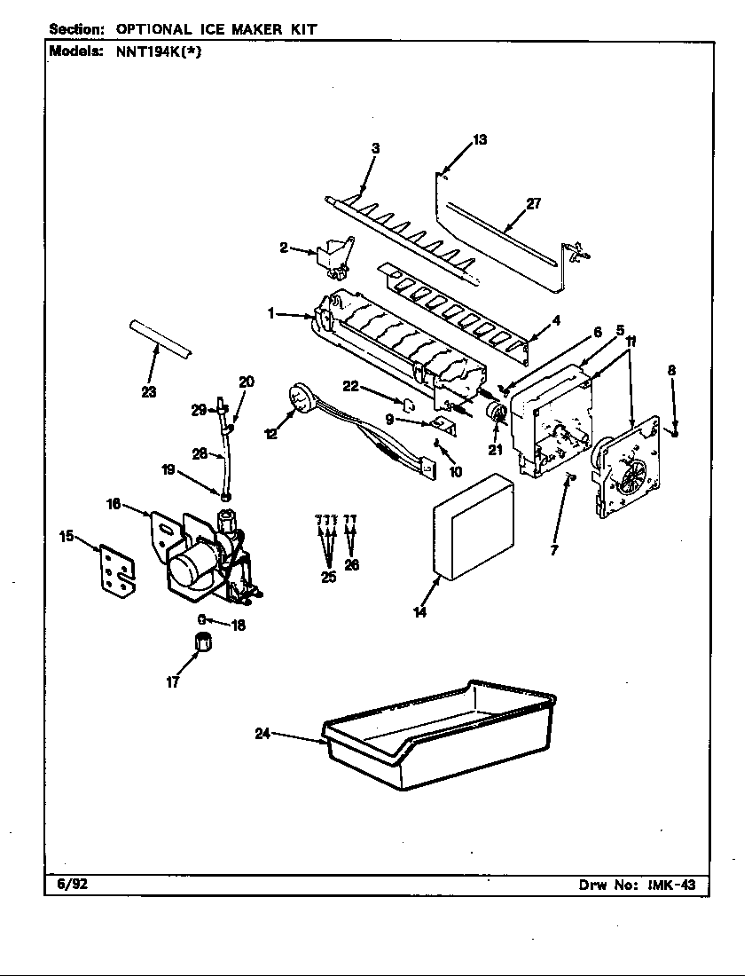 OPTIONAL ICE MAKER KIT-IMKTM1