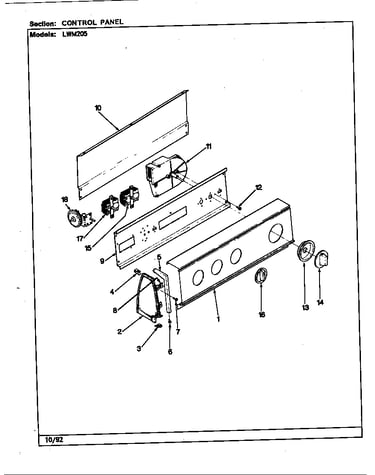 Control panel (rev. a-e) (lwm205w)