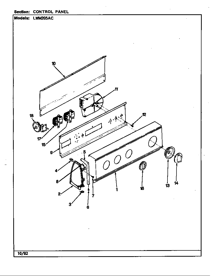 Control panel (rev. a-d)(alm) (lwm205ac)
