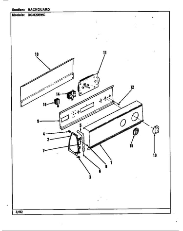 Control panel (rev. a)(wht) (dgm205wc)