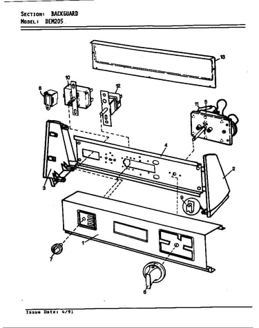 Control panel (orig. rev. a-d)(wht) (dem205w)