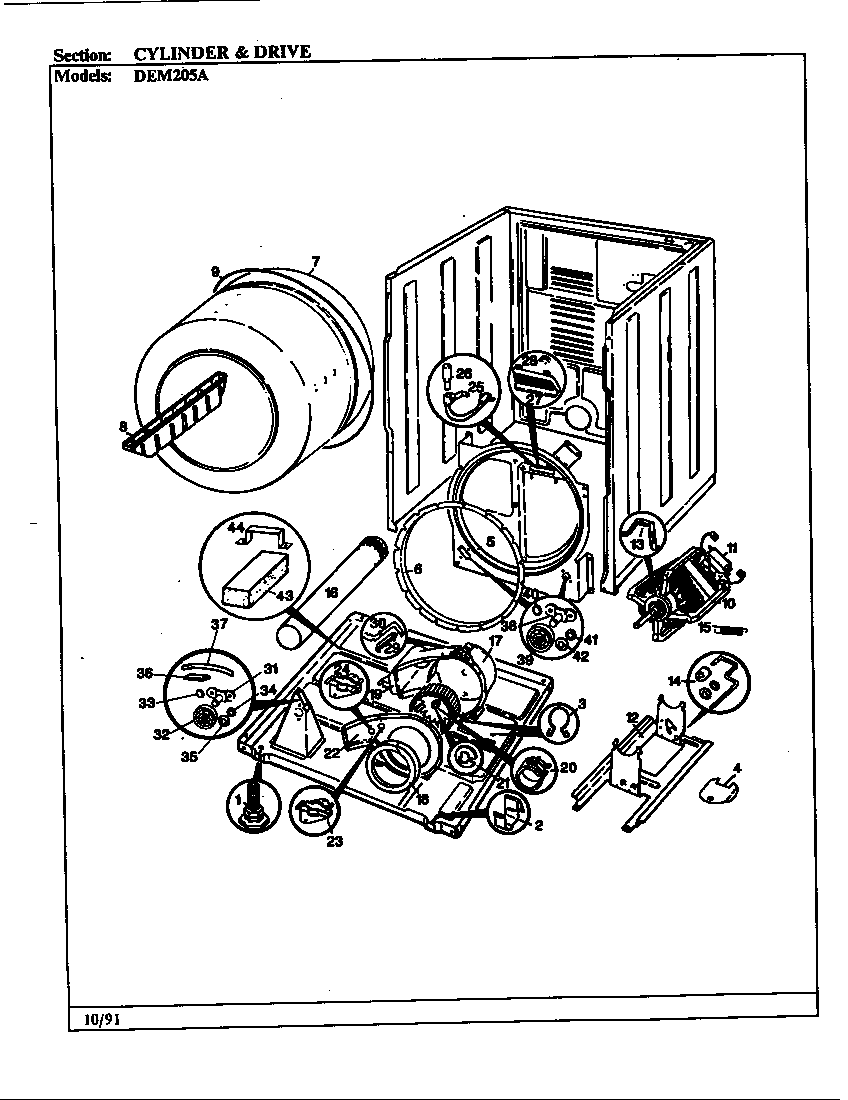 Cylinder & drive (alm) (orig.-rev. a-d) (dem205a)