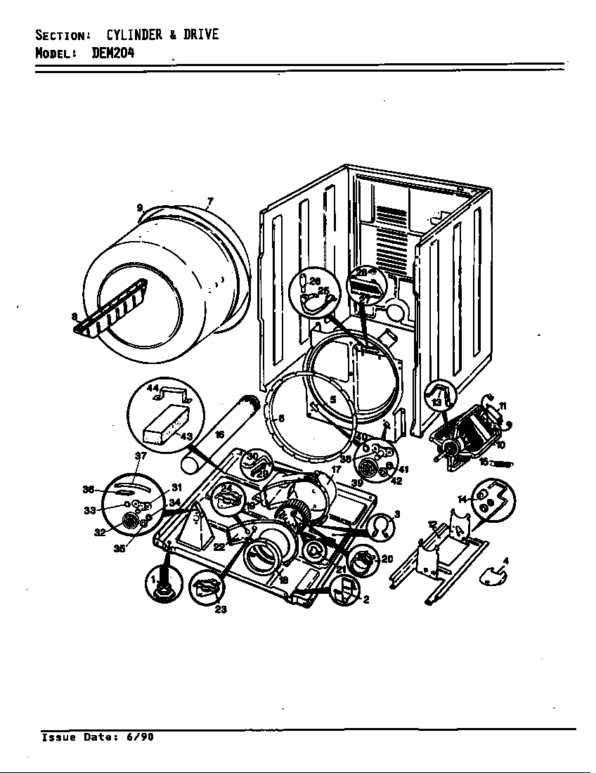 CYLINDER & DRIVE (REV.A-C) (DEM204A) (DEM204H) (DEM204W)