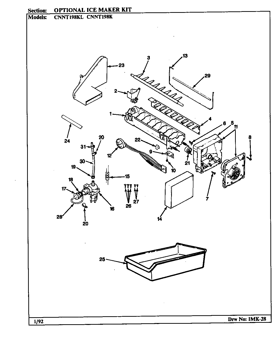 Optional ice maker kit