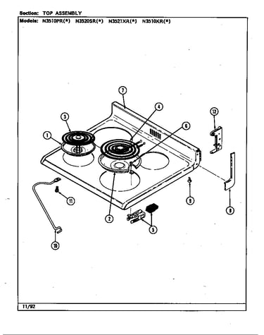 Top assembly (n3510pr, n3520sr) (n3510pra) (n3510prw) (n3520sra) (n3520srw)