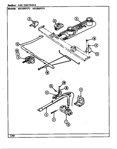 Gas controls (n3110ppa) (n3110ppw) (n3120spa) (n3120spw)