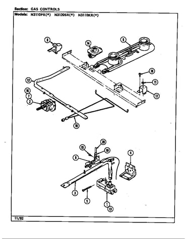 Gas controls (n3110pr*, n3120sr*) (n3110pra) (n3110prw) (n3120sra) (n3120srw)