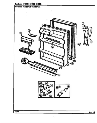 Fresh food door (ct19x7a/dc67a) (ct19x7w/dc66a)