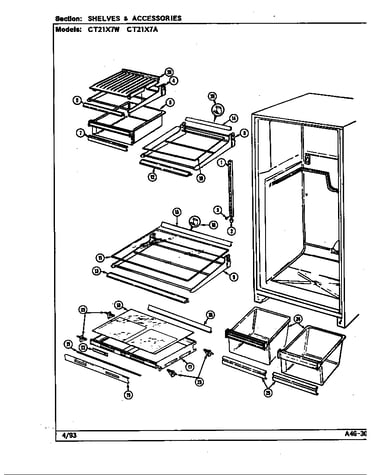 Shelves & accessories (ct21x7a/dd68a) (ct21x7w/dd67a)