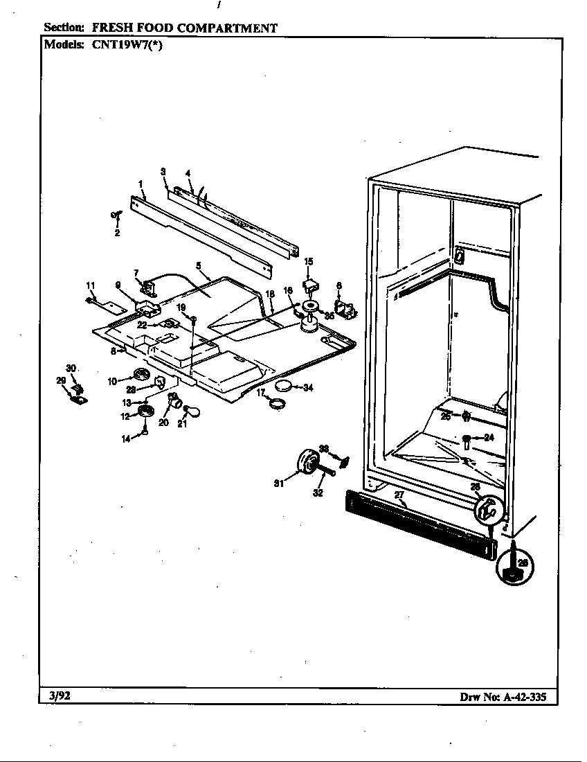 Fresh food compartment (cnt19w7/cc53a) (cnt19w7a/cc56a)