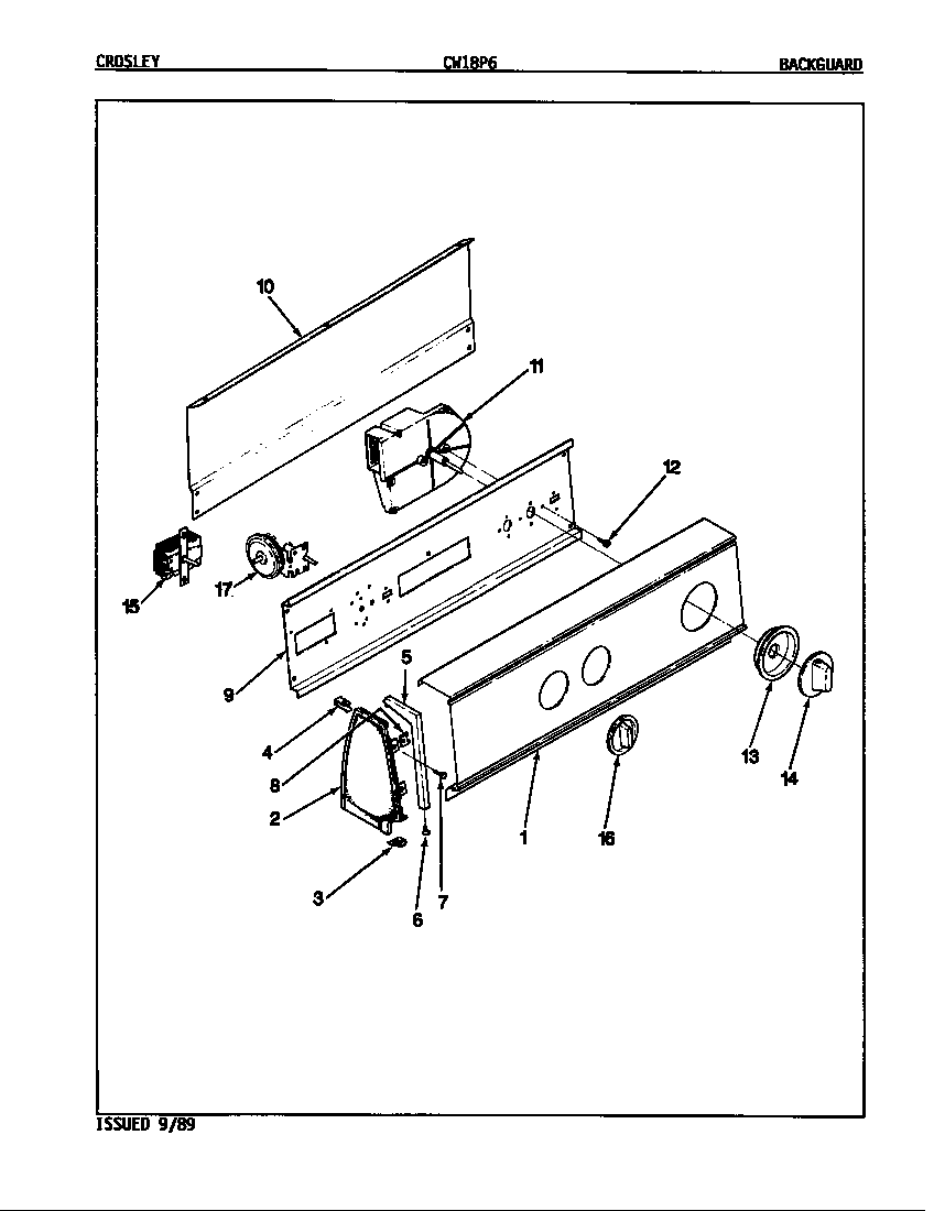 Control panel (orig. rev. a-d) (cw18p6a) (cw18p6w)