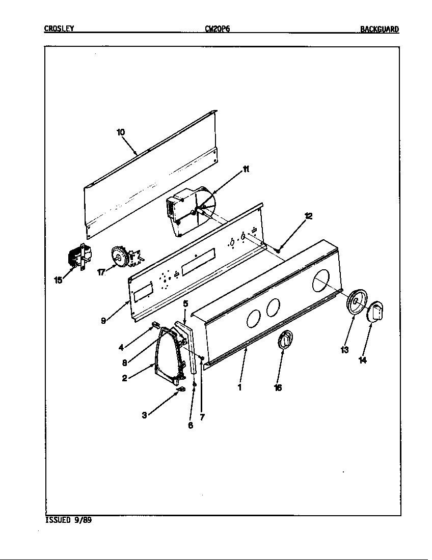 CONTROL PANEL (ORIG. REV. A-D) (CW20P6A) (CW20P6W)