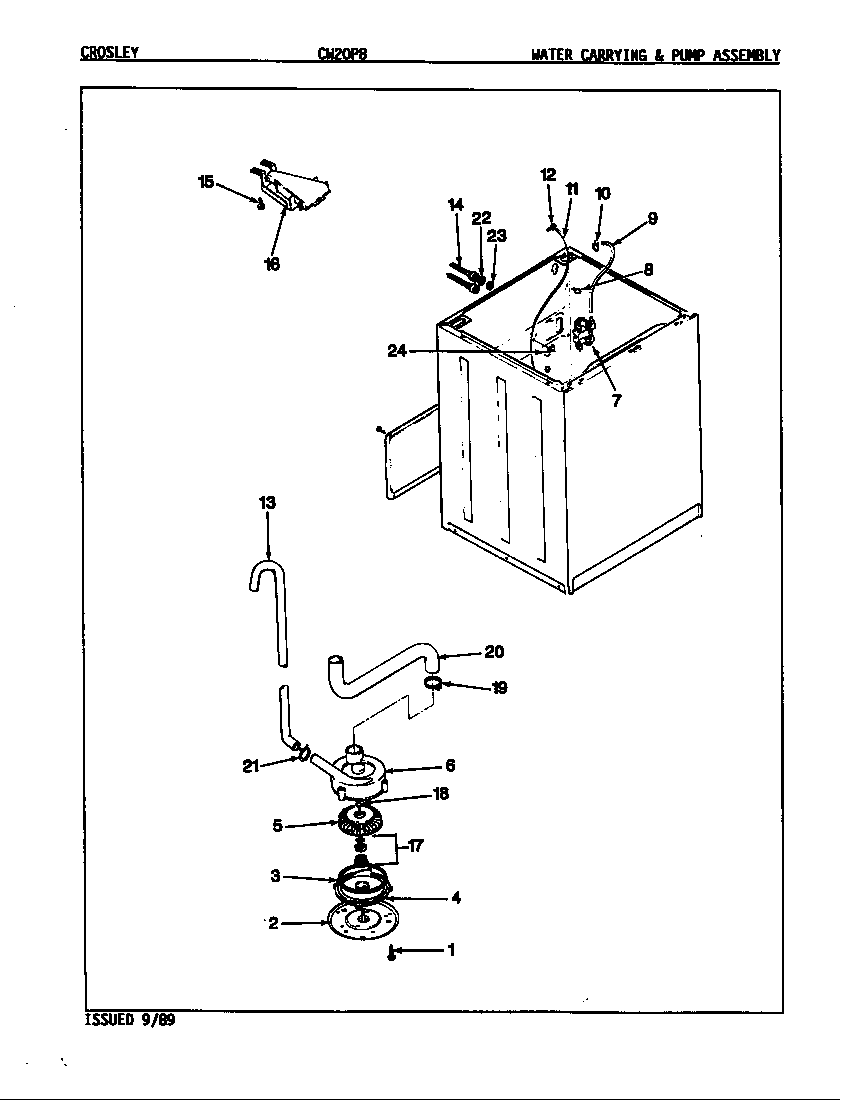 WATER CARRYING & PUMP ASSY (REV. E-J) (CW20P8A) (CW20P8W) (CW20P8H)