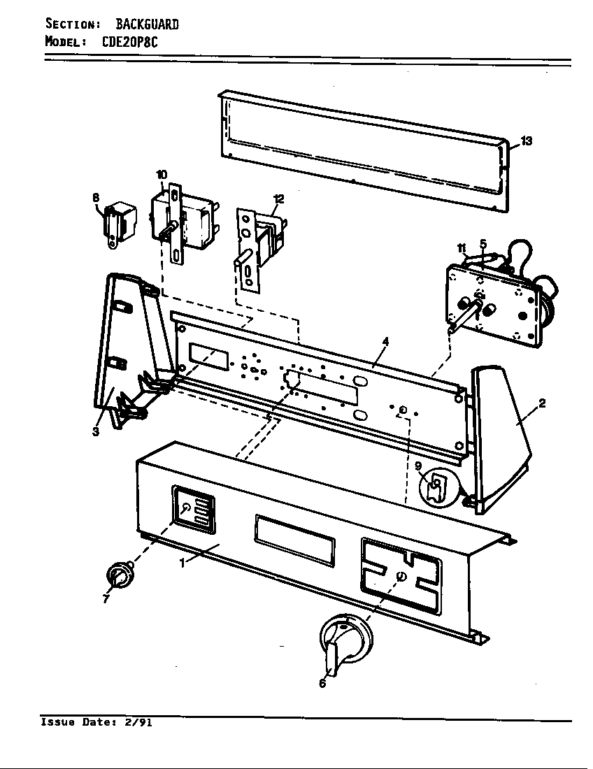 CONTROL PANEL (CDE20P8AC) (CDE20P8HC) (CDE20P8WC)