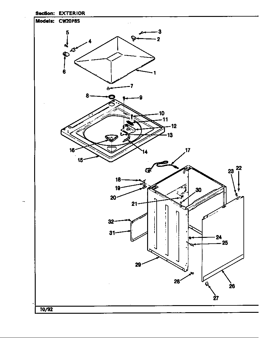 EXTERIOR (CW20P8*S)(REV. A-E) (CW20P8AS) (CW20P8HS) (CW20P8WS)