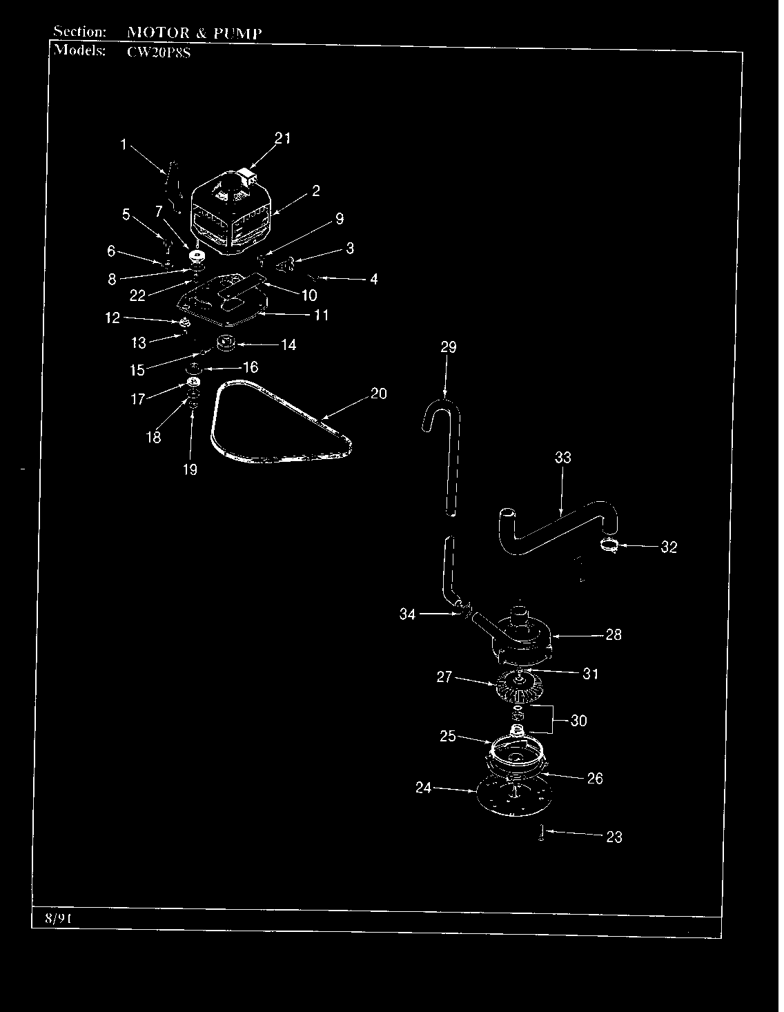 Motor & pump (cw20p8*s)(original) (cw20p8as) (cw20p8ws)