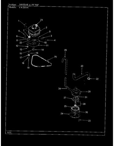 Motor & pump (cw20p8*s)(original) (cw20p8as) (cw20p8ws)