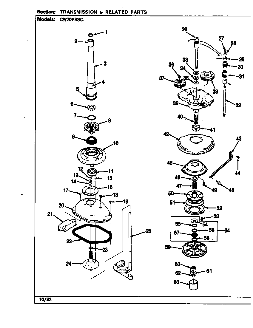Transmission & related parts (rev. a-e) (cw20p8asc) (cw20p8wsc)