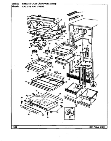 Fresh food compartment (cnt19v8/bc54a) (cnt19v8/bc54c) (cnt19v8a/bc54a) (cnt19v8a/bc54c)