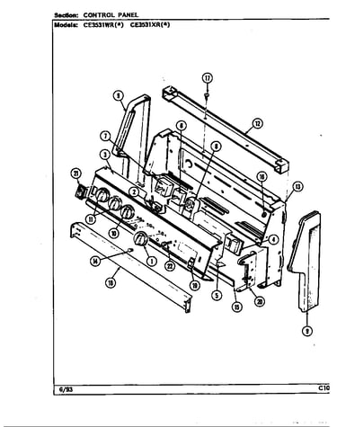 Control panel (ce3531wr*, ce3531xr*) (ce3531wra) (ce3531wrw) (ce3531xra) (ce3531xrw)