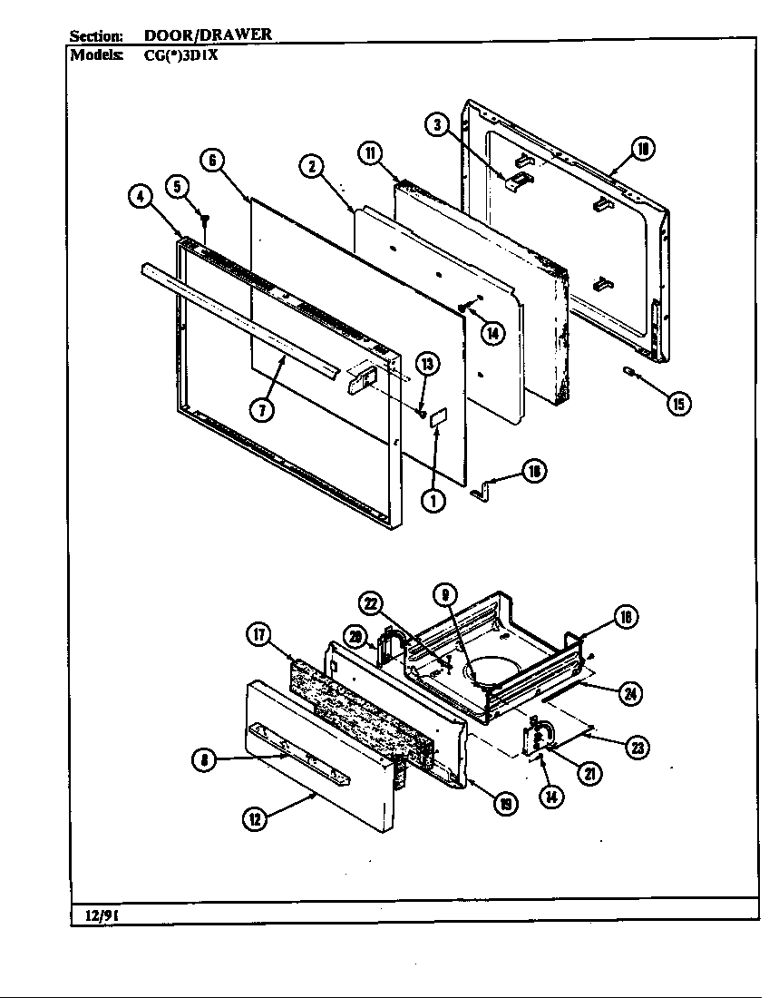 Door/drawer (cg*3d1x) (cga3d1x) (cgw3d1x)