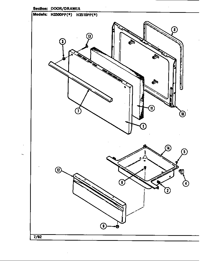 DOOR/DRAWER (H3510PP*) (H3510PPA) (H3510PPW)