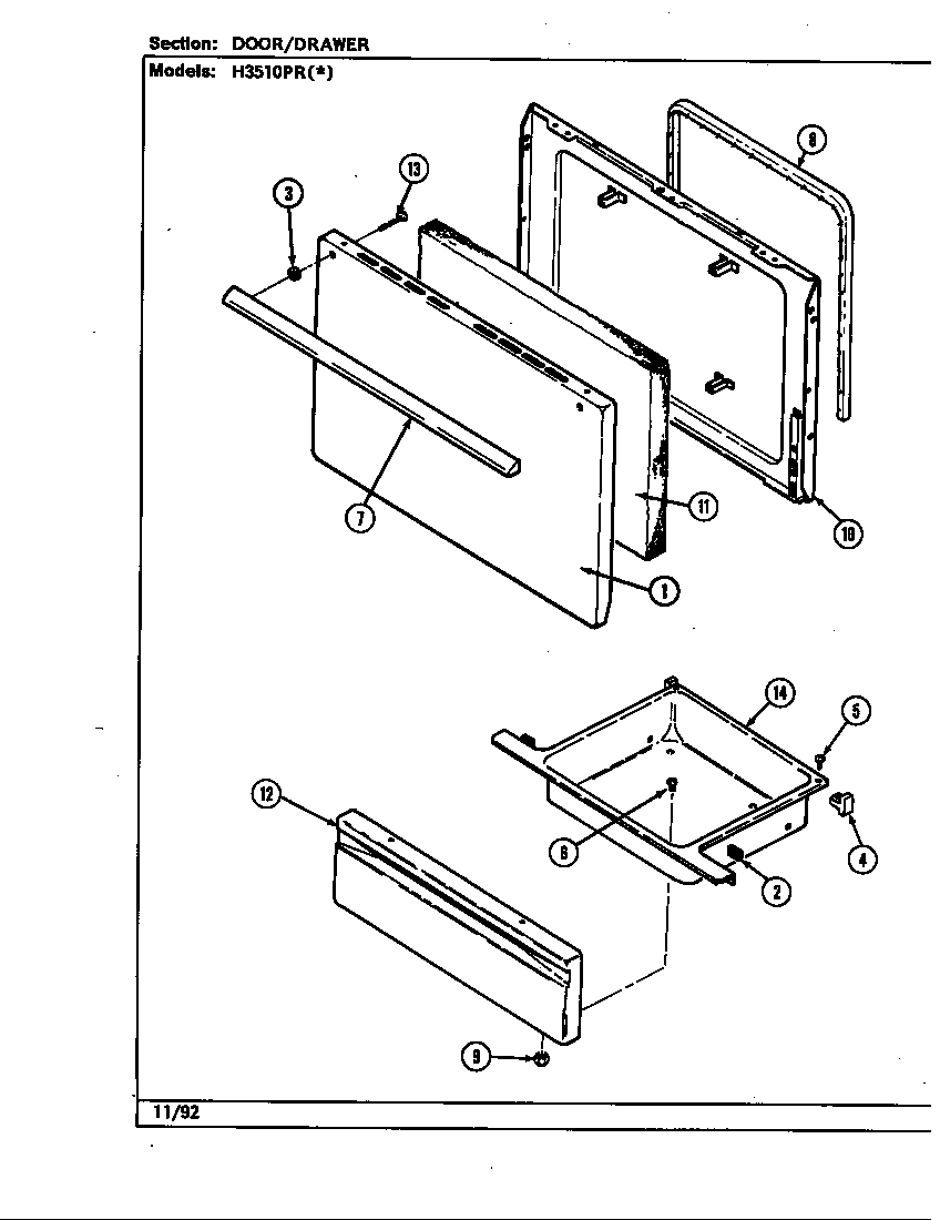 Door/drawer (h3510pr*) (h3510pra) (h3510prw)
