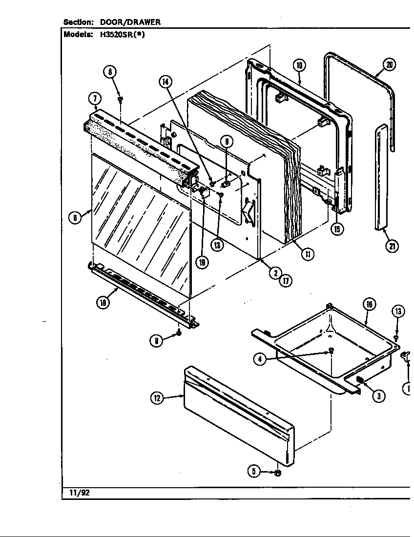 Door/drawer (h3520sr*) (h3520sra) (h3520srw)
