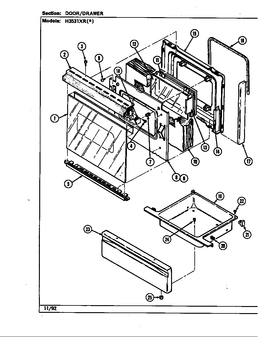 DOOR/DRAWER (H3531XR*) (H3531XRA) (H3531XRW)