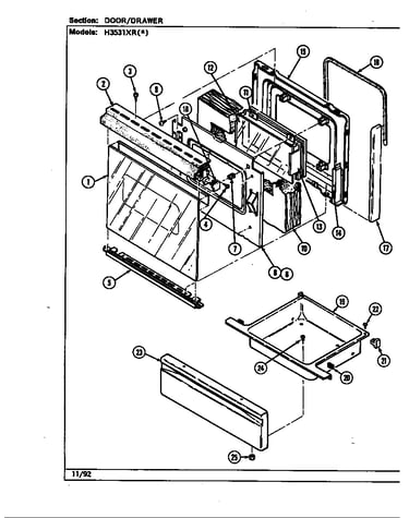 Door/drawer (h3531xr*) (h3531xra) (h3531xrw)