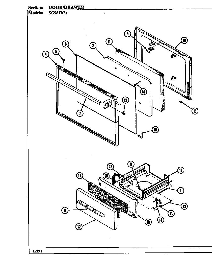 DOOR/DRAWER (SG9617*429R) (SG9617A429R) (SG9617W429R)