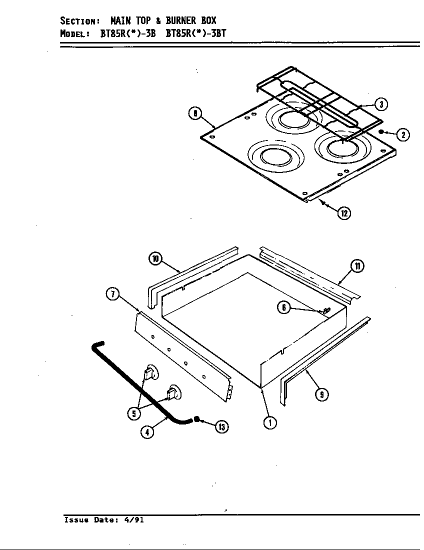 Main top assembly