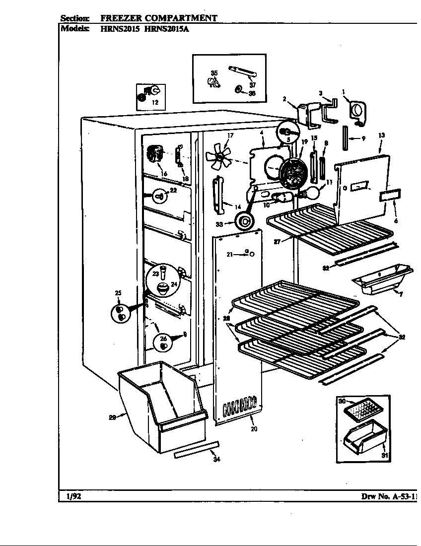 FREEZER COMPARTMENT (HRNS2015/BP03B) (HRNS2015/BP03C) (HRNS2015A/BP04B) (HRNS2015A/BP04C)