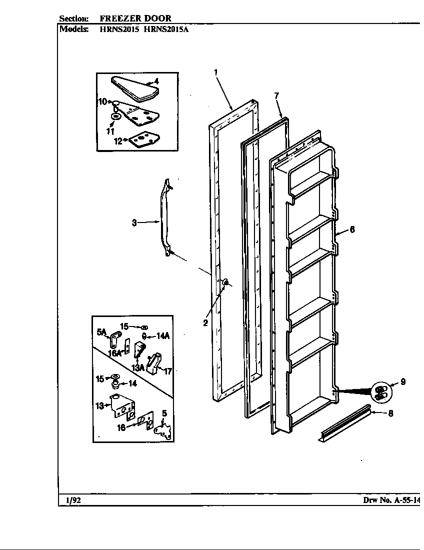 FREEZER DOOR (HRNS2015/BP03B) (HRNS2015/BP03C) (HRNS2015A/BP04B) (HRNS2015A/BP04C) (HRNS2015A/BP03C)