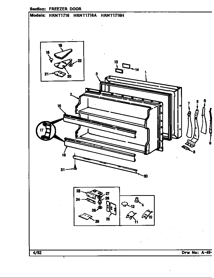 FREEZER DOOR (HRNT1716/BF28A) (HRNT1716A/BF33A) (HRNT1716H/BF34A) (HRNT1716/BF33A) (HRNT1716/BF34A)