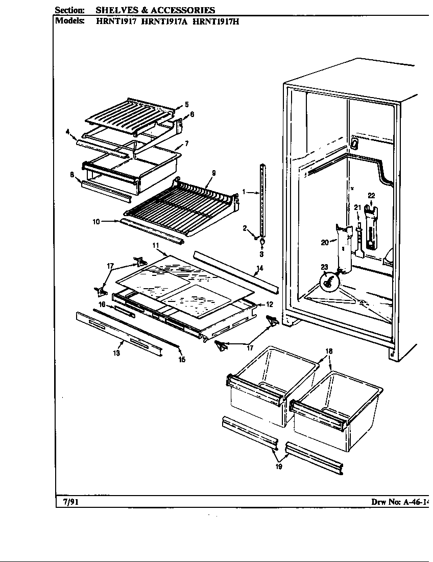 Shelves & accessories (hrnt1917/bf53a) (hrnt1917a/bf55a) (hrnt1917h/bf64a)