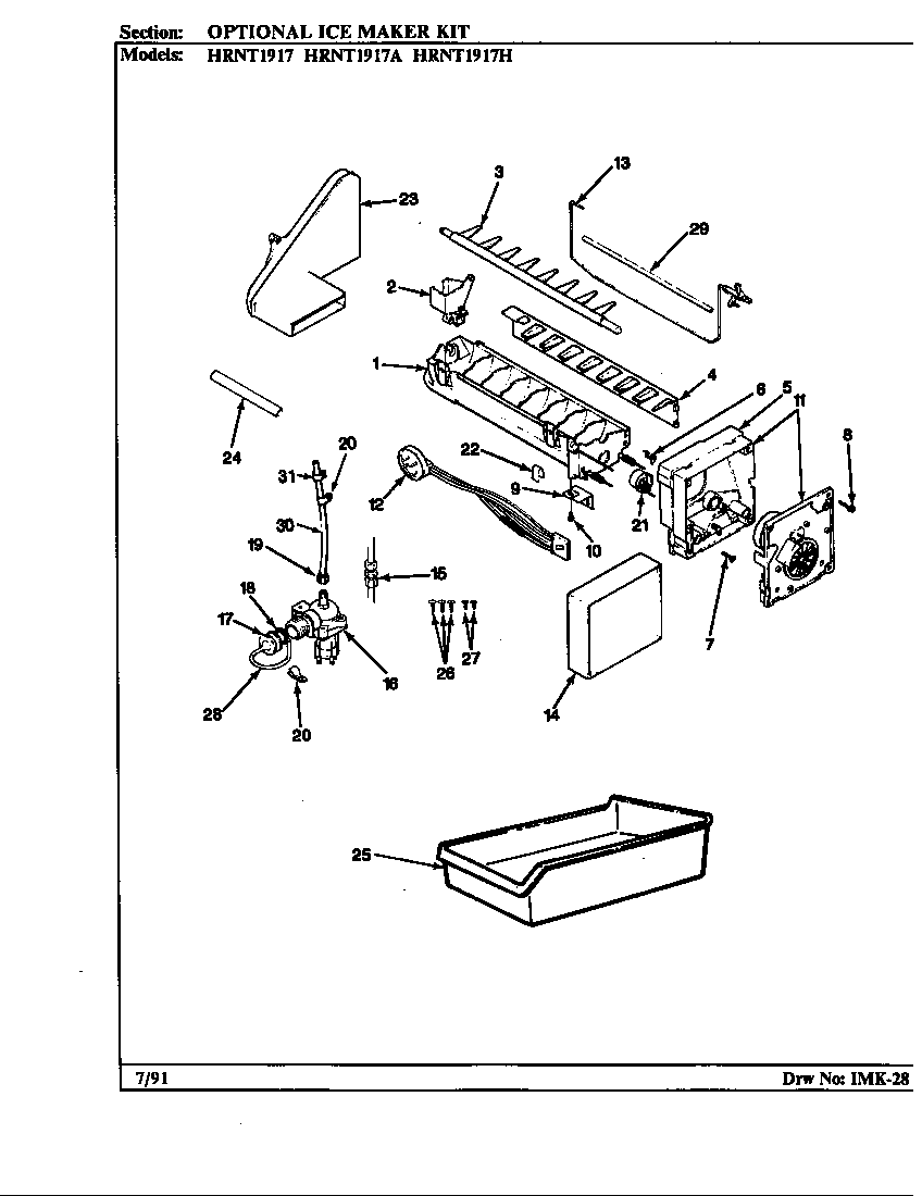 Optional ice maker kit (hrnt1917/bf53a) (hrnt1917a/bf55a) (hrnt1917h/bf64a)