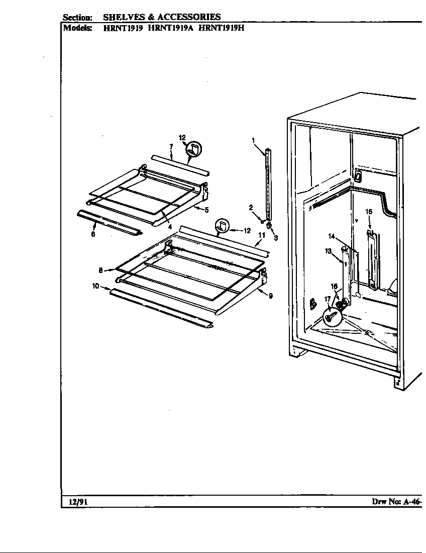 Shelves & accessories (hrnt1919/bf57a) (hrnt1919/bf57b) (hrnt1919a/bf60a) (hrnt1919h/bf65a) (hrnt1919h/bf65b)