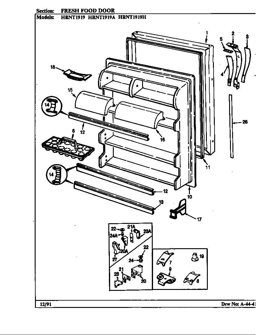 FRESH FOOD DOOR (HRNT1919/BF57A) (HRNT1919/BF57B) (HRNT1919A/BF60A) (HRNT1919/BF60A) (HRNT1919/BF65B)