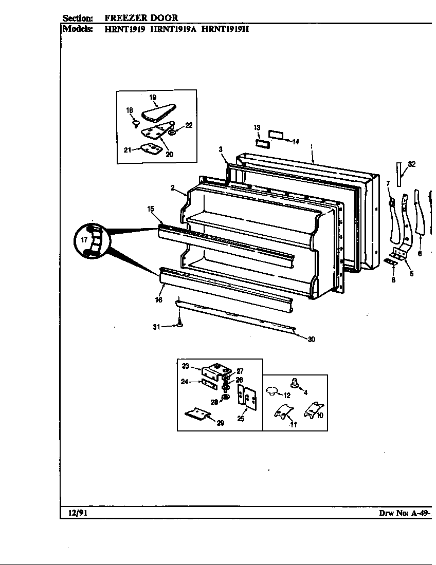 Freezer door (hrnt1919/bf57a) (hrnt1919/bf57b) (hrnt1919a/bf60a) (hrnt1919h/bf65a) (hrnt1919h/bf65b)