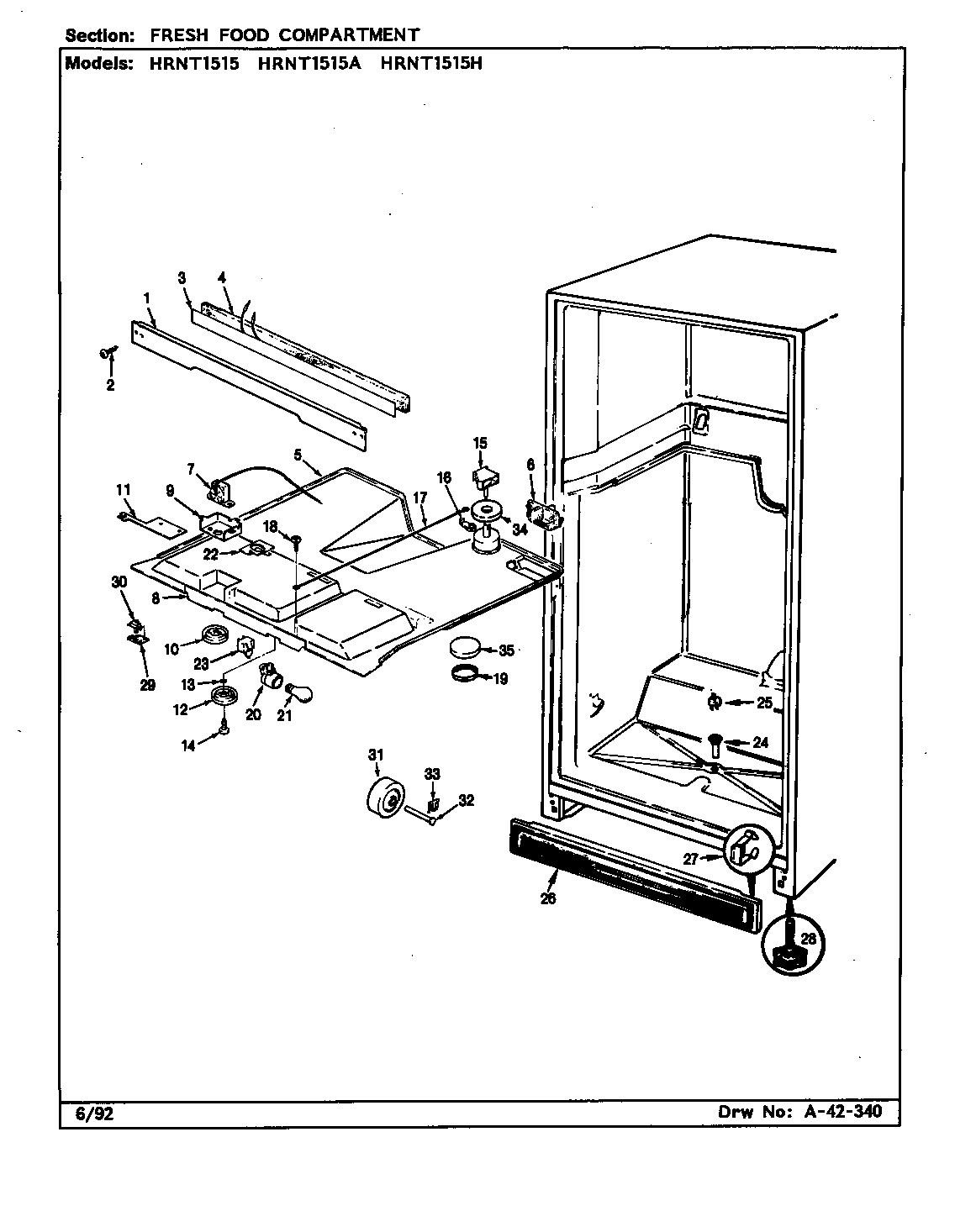 FRESH FOOD COMPARTMENT (HRNT1515/BF09E) (HRNT1515/BF09F) (HRNT1515A/BF10E) (HRNT1515H/BF11E) (HRNT1515H/BF11F)