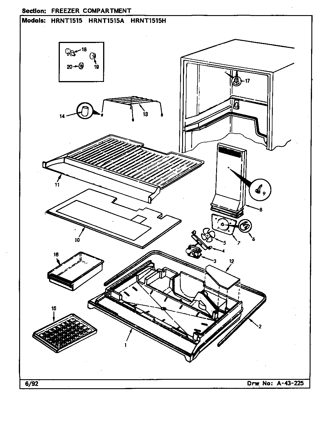 FREEZER COMPARTMENT (HRNT1515/BF09E) (HRNT1515/BF09F) (HRNT1515A/BF10E) (HRNT1515H/BF11E) (HRNT1515H/BF11F)