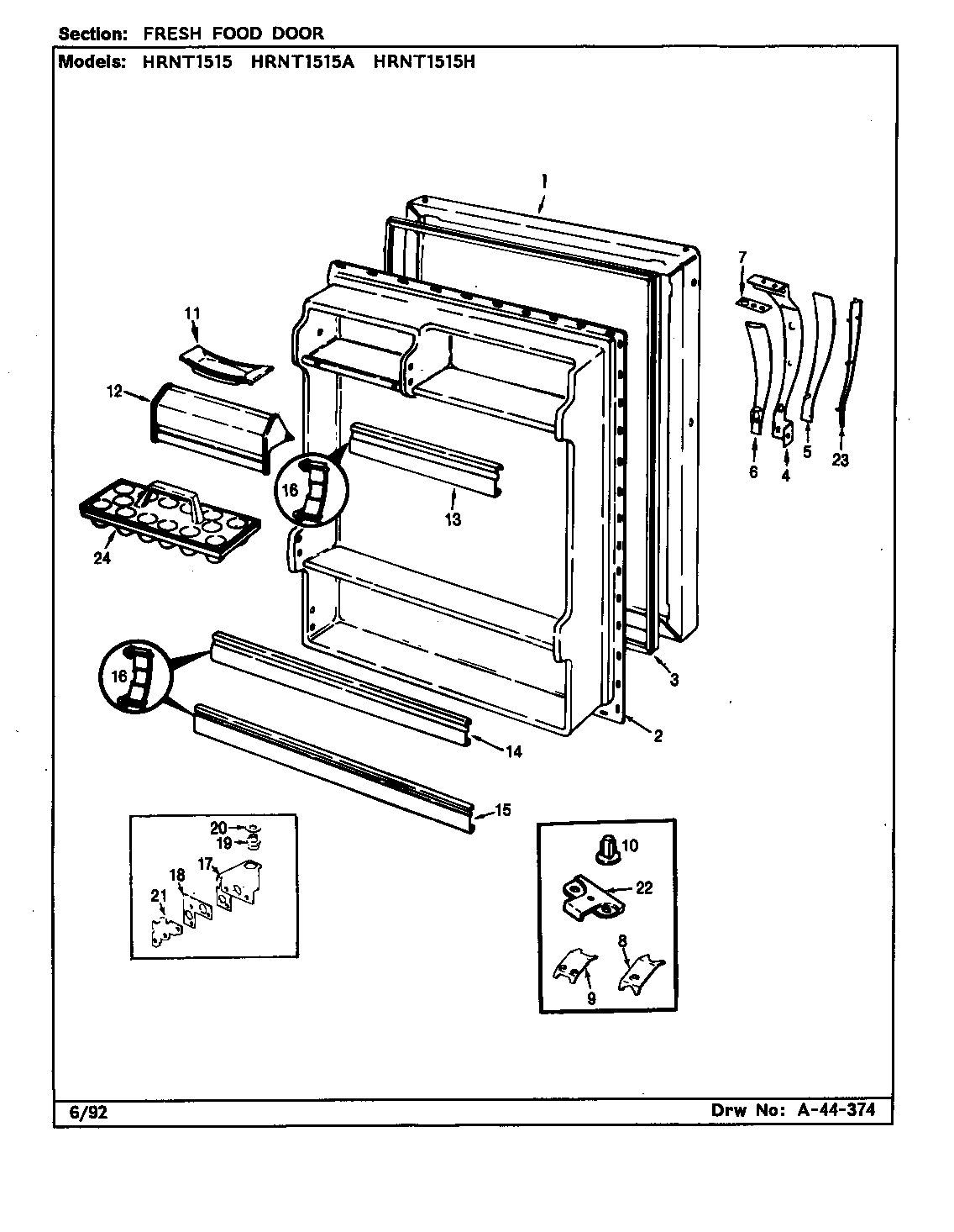 FRESH FOOD DOOR (HRNT1515/BF09E) (HRNT1515/BF09F) (HRNT1515A/BF10E) (HRNT1515H/BF11E) (HRNT1515A/BF11E)