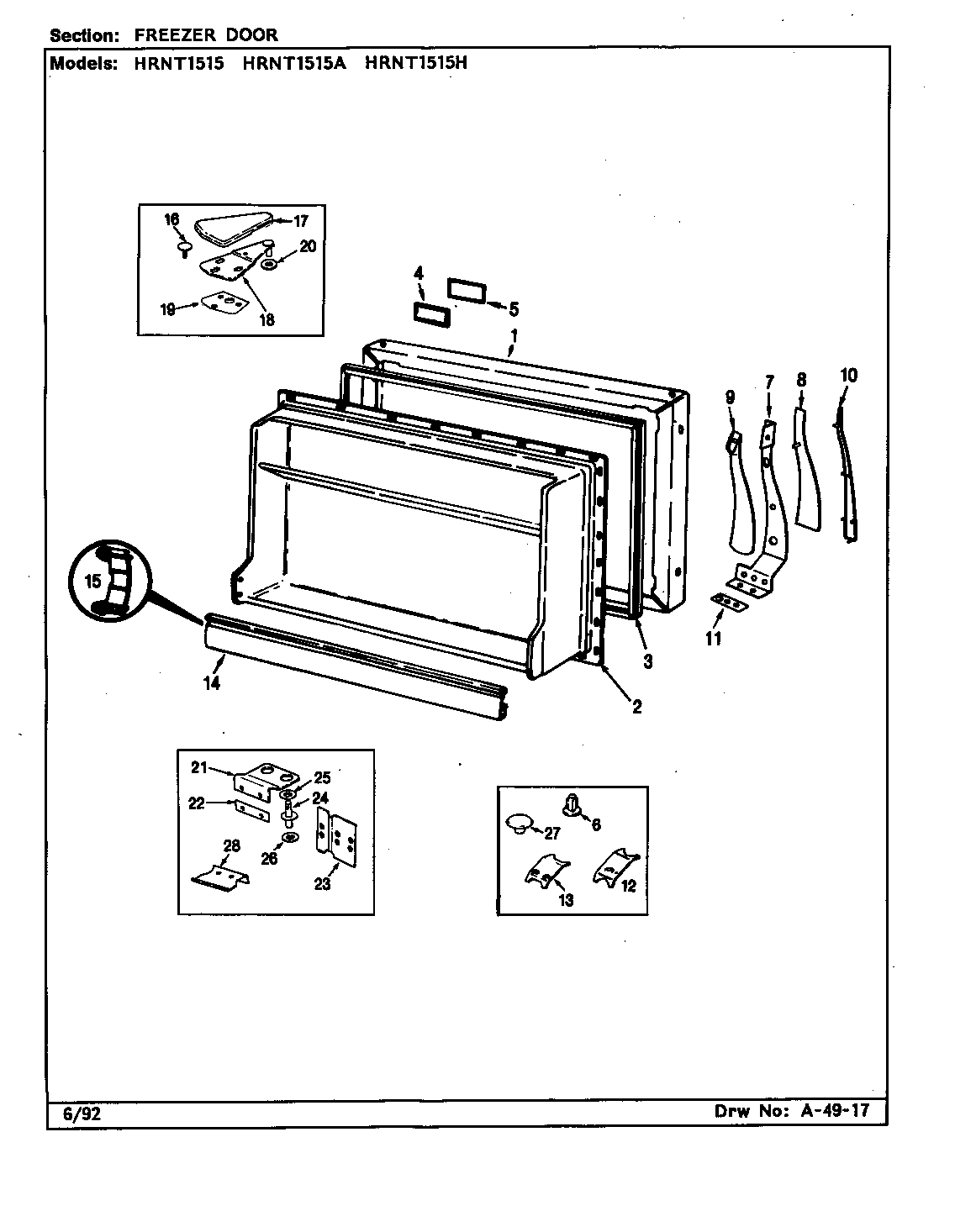 FREEZER DOOR (HRNT1515/BF09E) (HRNT1515/BF09F) (HRNT1515A/BF10E) (HRNT1515H/BF11E) (HRNT1515A/BF11E)