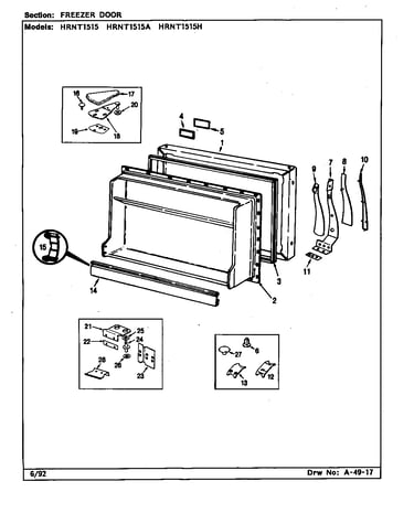 Freezer door (hrnt1515/bf09e) (hrnt1515/bf09f) (hrnt1515a/bf10e) (hrnt1515h/bf11e) (hrnt1515a/bf11e)