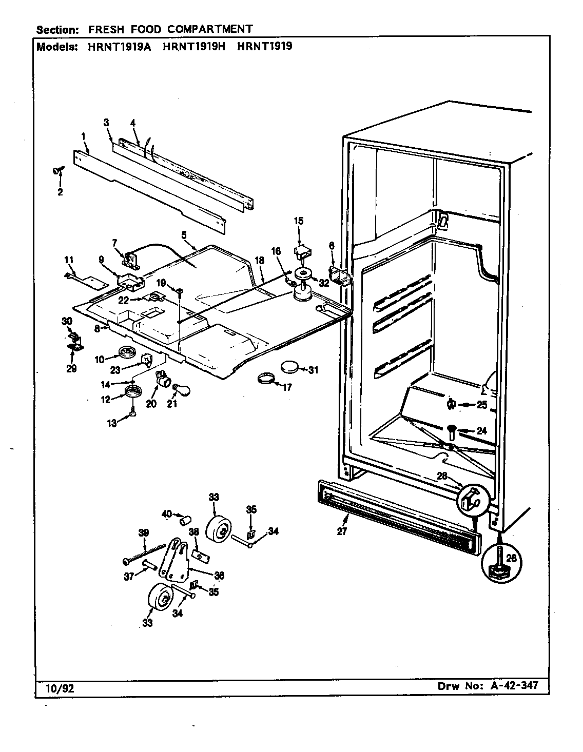 FRESH FOOD COMPARTMENT (HRNT1919/CL54A) (HRNT1919A/CL55A) (HRNT1919H/CL56A)