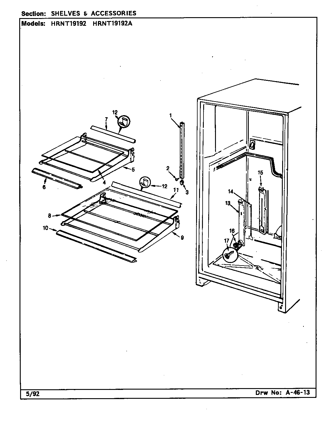 Shelves & accessories (hrnt19192/cf51a) (hrnt19192a/cf52a)