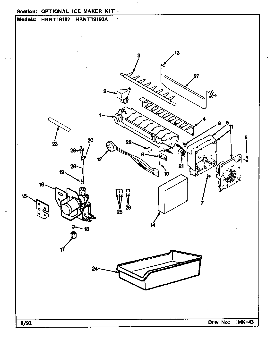 Optional ice maker kit (hrnt19192/cf51a) (hrnt19192a/cf52a)