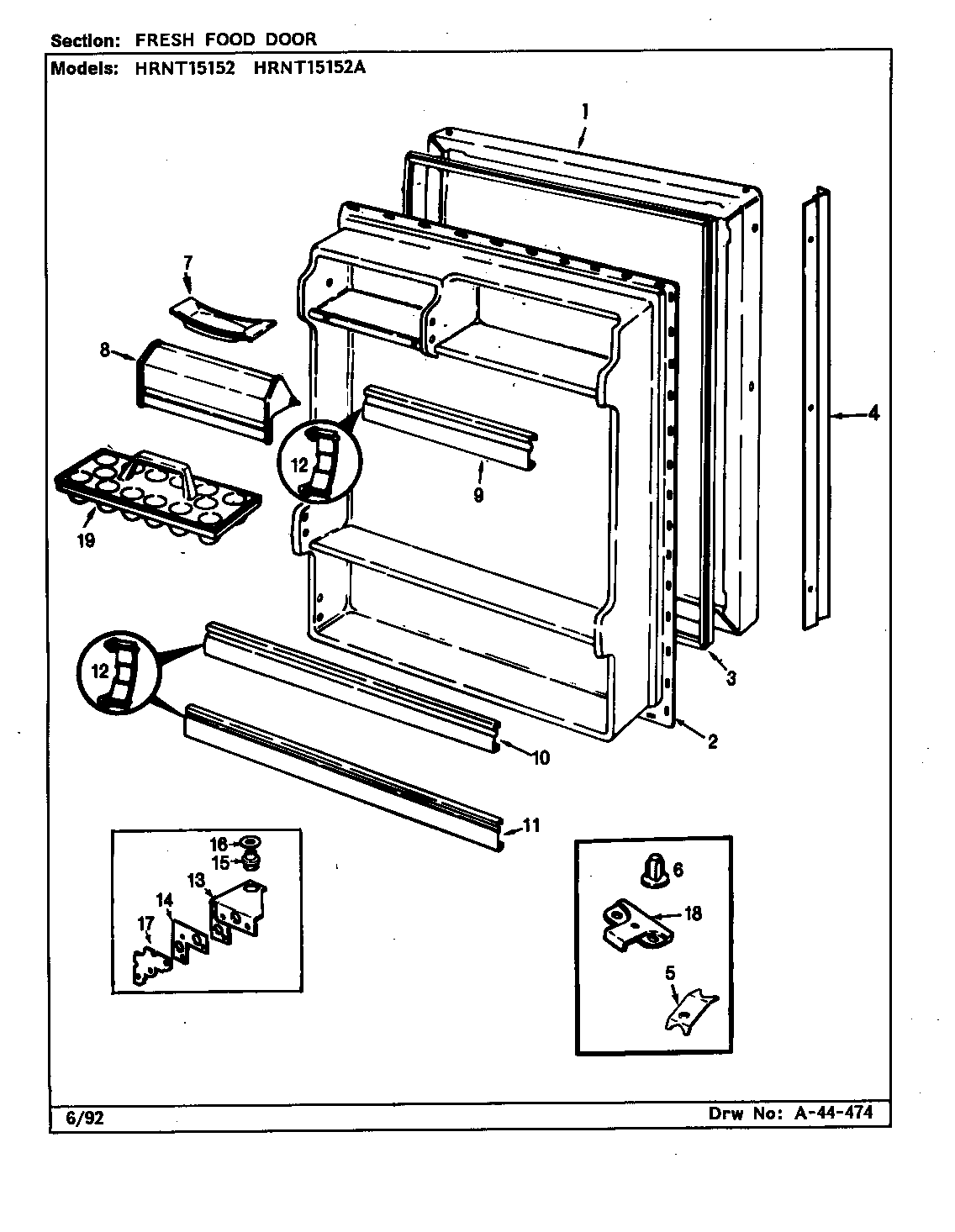 Fresh food door (hrnt15152/cf12a) (hrnt15152/cf17a) (hrnt15152a/cf11a) (hrnt15152a/cf18a) (hrnt15152a/cf17a)